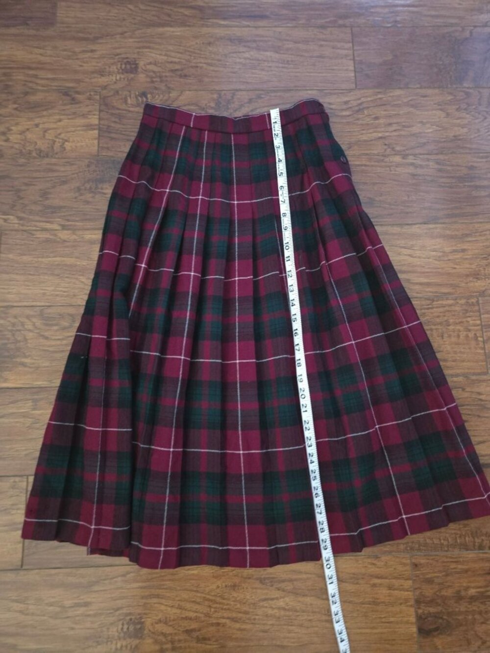 Vintage Preswick & Moore Petites Pleated Plaid Wool Midi Skirt Women's 8 - Picture 6 of 7